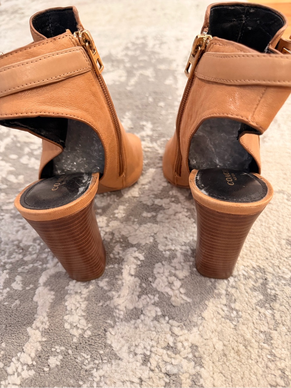 COACH Lafayette Peep-Toe Booties- Tan- Size 8M - Picture 5 of 9